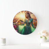 The Woman in the Green Dress on a Large Wall Clock Grote Klok (Huis)