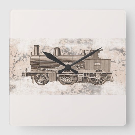 The wonderful age of steam locomotion vierkante klok (Voorkant)