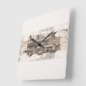 The wonderful age of steam locomotion vierkante klok (Hoek)