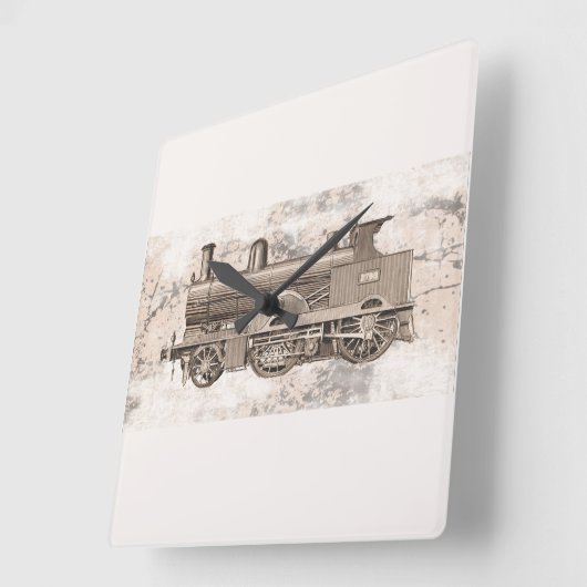 The wonderful age of steam locomotion vierkante klok (Hoek)