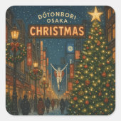 The wonderful Dotonbori Christmas Street in Osaka Vierkante Sticker (Voorkant)