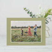 The Wonders of zijns Love Photo Script Green Feestdagenkaart (Staand voorkant)