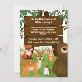 The Woodland Birthday Party Forest Animals Kids Kaart