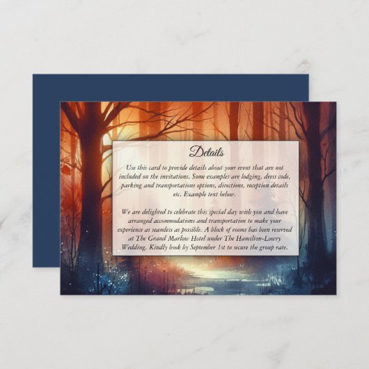 The Woodland Spell of Falling Leaves Wedding  Informatiekaartje (Voorkant / Achterkant)