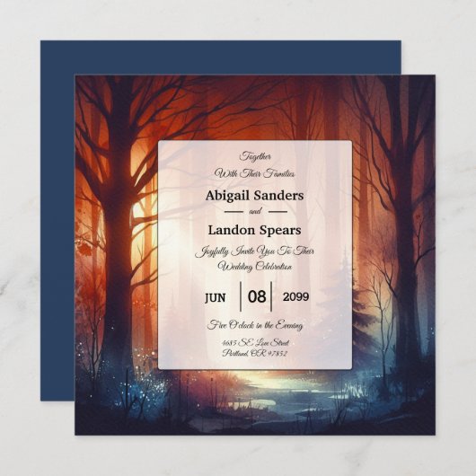 The Woodland Spell of Falling Leaves Wedding Kaart (Voorkant / Achterkant)