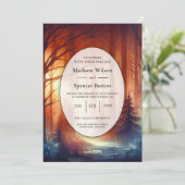 The Woodland Spell of Falling Leaves Wedding Kaart (Staand voorkant)