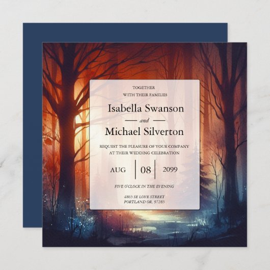 The Woodland Spell of Falling Leaves Wedding Kaart (Voorkant / Achterkant)