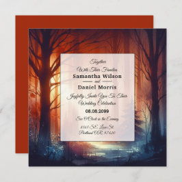 The Woodland Spell of Falling Leaves Wedding Kaart