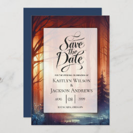 The Woodland Spell of Falling Leaves Wedding Save The Date