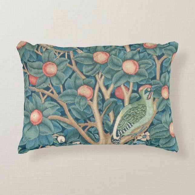 The Woodpecker Tapestry, detail van de houtpeckers Accent Kussen (Voorkant)