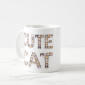 The words "CUTE CAT" are made using cat faces Koffiemok (Voorkant links)