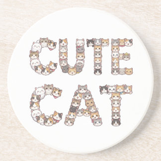 The words "CUTE CAT" are made using cat faces Zandsteen Onderzetter