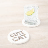 The words "CUTE CAT" are made using cat faces Zandsteen Onderzetter (Zijkant)