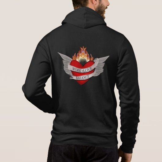 The WORK LOVE BALANCE back Script & Wing design Hoodie (Achterkant)
