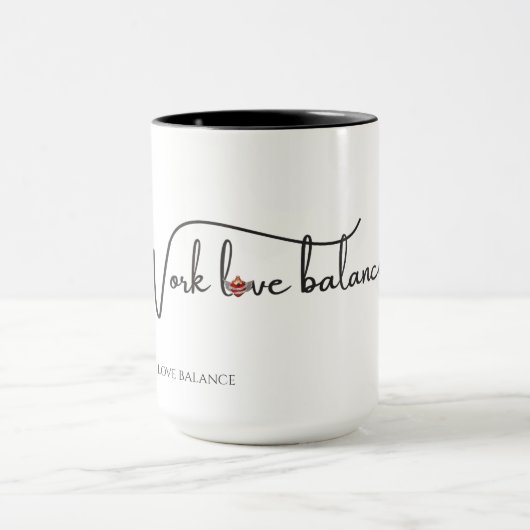The WORK LOVE BALANCE script w/compass heart mini Mok (Midden)