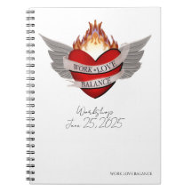 The WORK LOVE BALANCE white script lettering pad