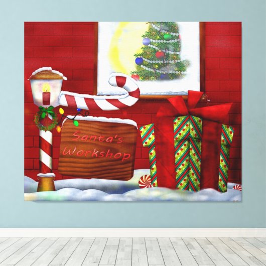 The Workshop Kerstmis Whimsey Canvas Afdruk (Insitu (Houten vloer))