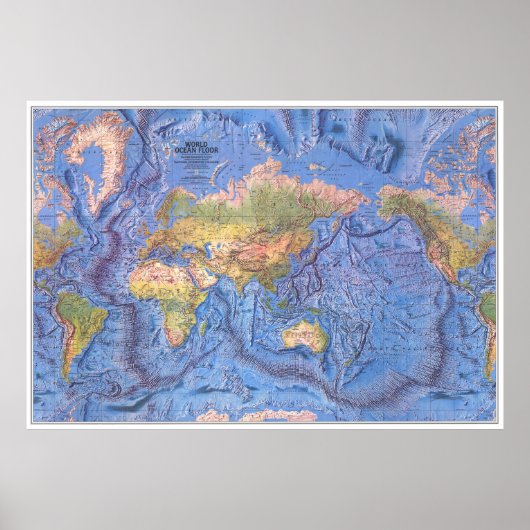 " The World: 1981/cadeau - OCEAN Floor map ... Poster (Voorkant)