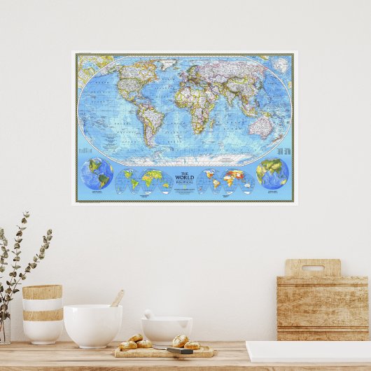 " The World: 1994 Physical MAP ... Poster (Keuken)