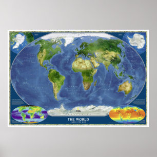 " The World: 2008/cadeau - Satellietkaart ... Poster