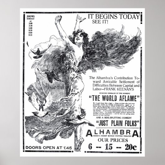 'The World Aflame' 1919  film en poster (Voorkant)