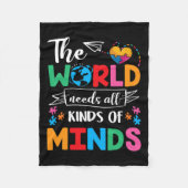 The World Needs All Kinds of Minds Autism Awarenes Fleece Deken (Voorkant)