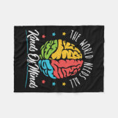 The World Needs All Kinds of Minds Autism Awarenes Fleece Deken (Voorkant (Horizontaal))