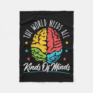 The World Needs All Kinds of Minds Autism Awarenes Fleece Deken
