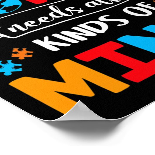 The World Needs All Kinds of Minds Autism Awarenes Poster (Hoek)