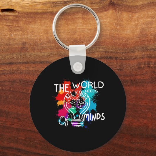 The World Needs All Kinds of Minds Autism Awarenes Sleutelhanger (Voorkant)