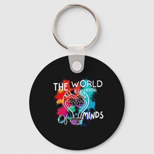The World Needs All Kinds of Minds Autism Awarenes Sleutelhanger (Achterkant)