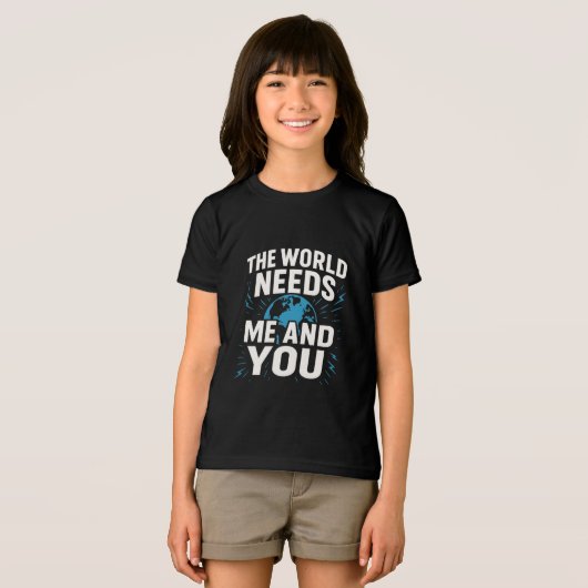 THE WORLD NEEDS ME AND YOU Tri-Blend SHIRT (Voorkant volledig)