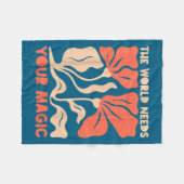 The World Needs Your Magic Retro Floral Sitive Mot Fleece Deken (Voorkant (Horizontaal))