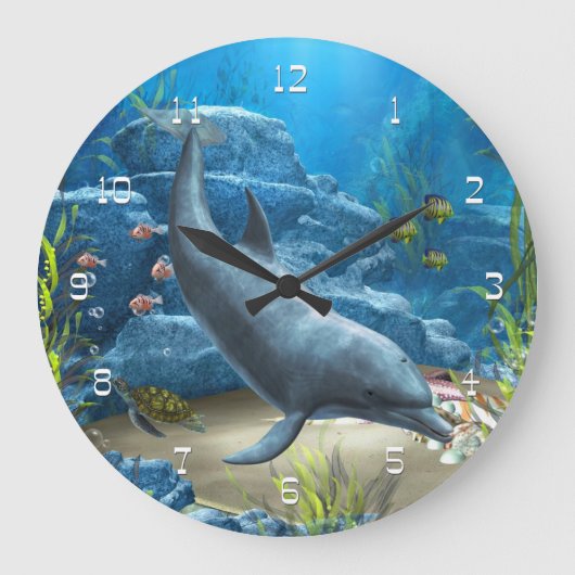 The World Of The Dolphin Wall Clock Grote Klok (Voorkant)