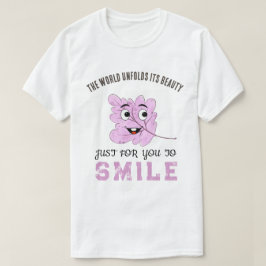 "The World Unfolds Its Beauty" Purple Smiling Leaf T-shirt