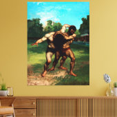 The Wrestlers by Gustave Courbet (1853) Canvas Afdruk (Insitu (Woonkamer))