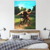 The Wrestlers by Gustave Courbet (1853) Canvas Afdruk (Insitu (Slaapkamer))