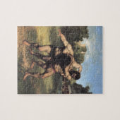 The Wrestlers by Gustave Courbet Legpuzzel (Horizontaal)