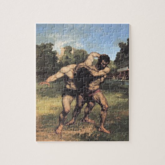 The Wrestlers by Gustave Courbet Legpuzzel (Verticaal)