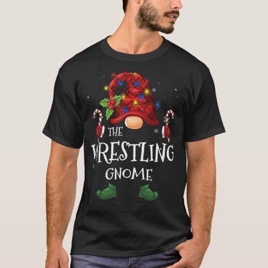 The Wrestling Gnome Buffalo Pset met kerstboom L T-shirt (Voorkant)