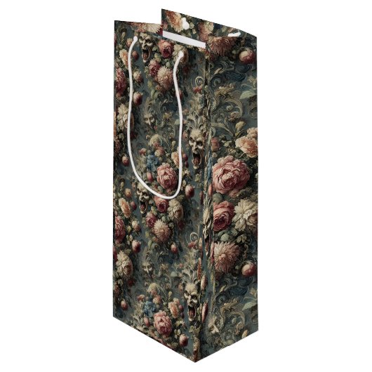 🌿 The Wretching Wreath – Gothic Victoriaans Wijn Cadeautas (Voorkant Gekanteld)