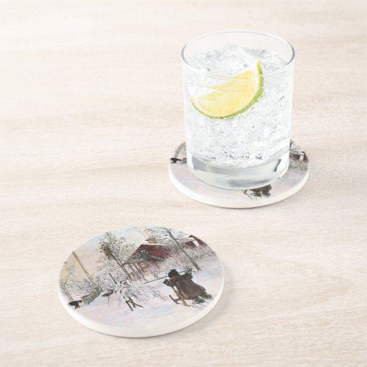 The Yard and Wash House, Carl Larsson Zandsteen Onderzetter (Zijkant)