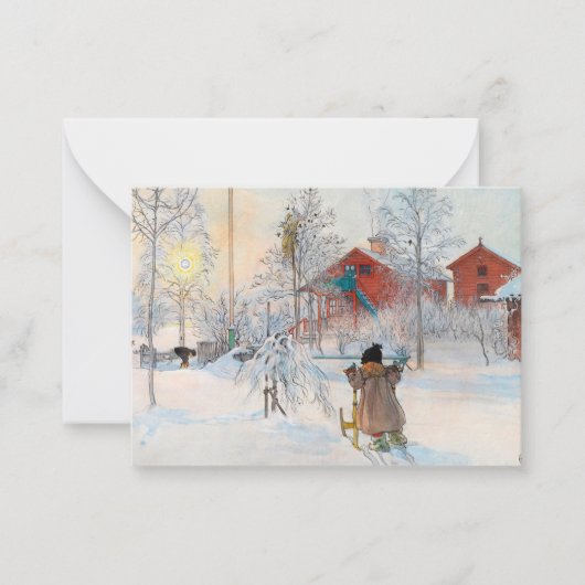 The Yard and Washhouse, 1895, door Carl Larsson Notitiekaartje (Voorkant)