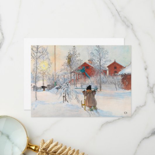 The Yard and Washhouse van Carl Larsson Bedankkaart (Voorkant / Achterkant in situ)