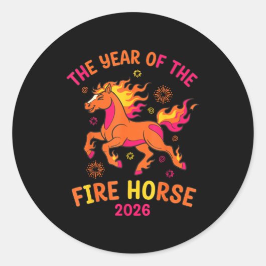 The Year Of The Fire Horse 2026 Celebration Design Ronde Sticker (Voorkant)