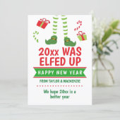 The Year was Elfed Up Happy New Year Feestdagenkaart (Staand voorkant)