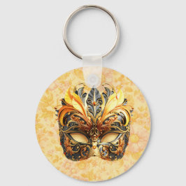 The Yellow Feather Mask on Floral Pattern Sleutelhanger