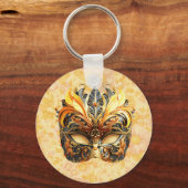 The Yellow Feather Mask on Floral Pattern Sleutelhanger (Voorkant)
