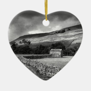 The Yorkshire Dales in mono Keramisch Ornament