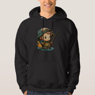 The Young Angler Cute Little Boy with Fishing Pole Hoodie